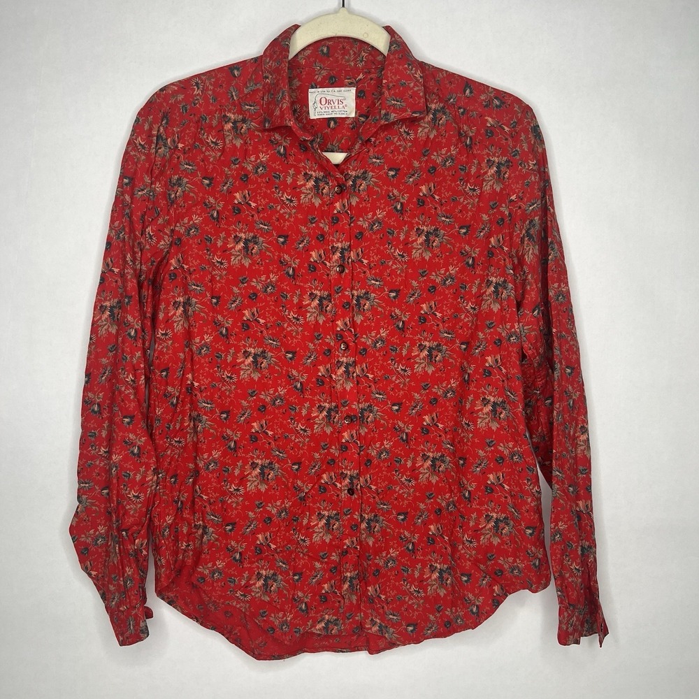 Vintage Orvis Button Down Up Shirt Red Christmas Fall‎ Wool Cotton 16 Medium
